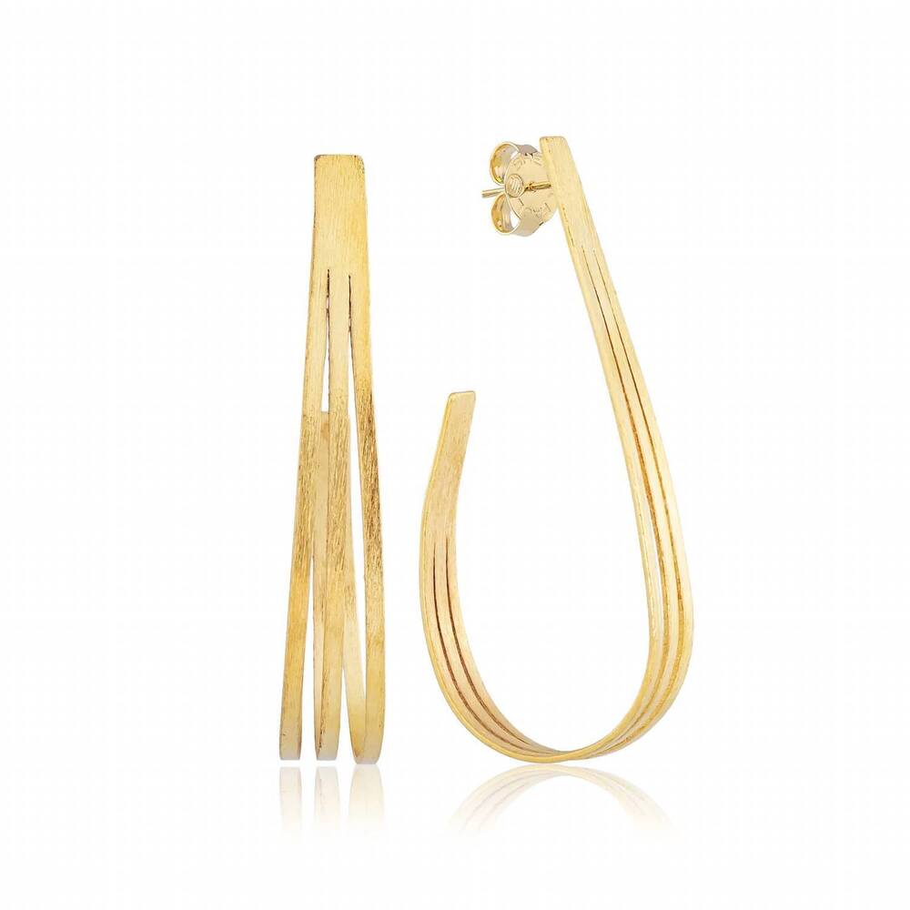NEW SHEILA FAJL women's striped hoops earrings in gold